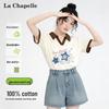 La Chapelle Футболка в стиле Sweet Girl с цветными блоками и отложным воротником