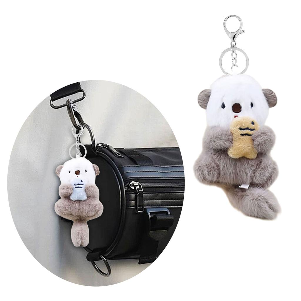 Otter Bag Charm Purse Decoration Plush Keyring Bags Accesories Cartoon Keychain for Women Kids and Animal Enthusiasts