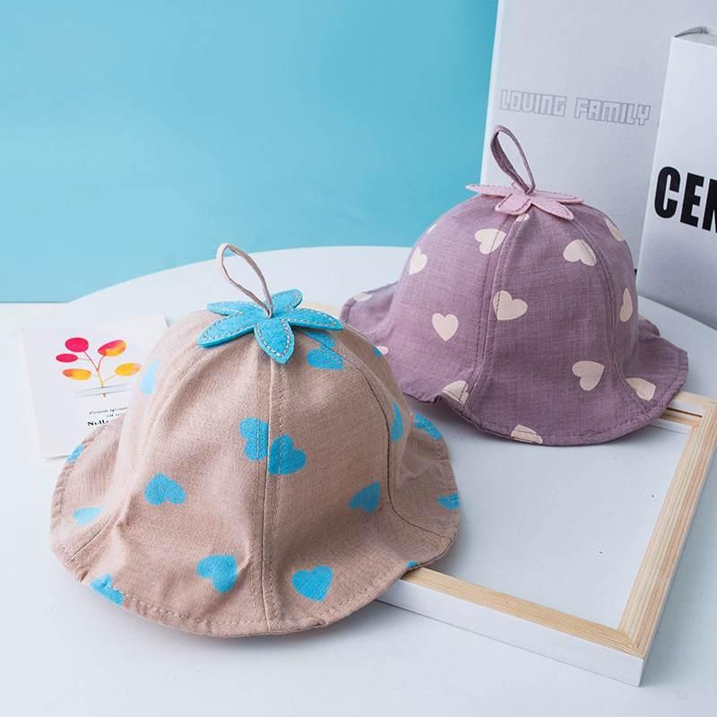 Летняя уличная милая шляпа от солнца с принтом в виде сердца для мальчиков и девочек для детей, пляжная шляпа