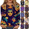 Long Sleeve Shirts For Women Cute Print Graphic Tees Blouses Dressy Casual Blouses Pleated Scooped Neck Tunic Tops Christmas