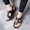 Fashion Summer Men's Beach Sandals Leather Non-slip Men's Slippers Breathable Two Uses Men's Hollow Out Sandals 2024 Cool Men's Slippers