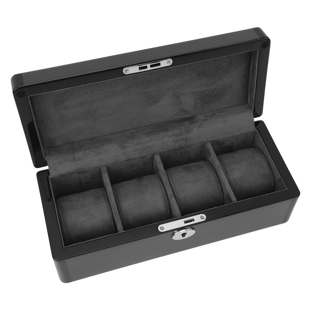 Коробка для часов, черная, 4 слота, мягкая бархатная подкладка, витрина, органайзер для ювелирных наручных часов