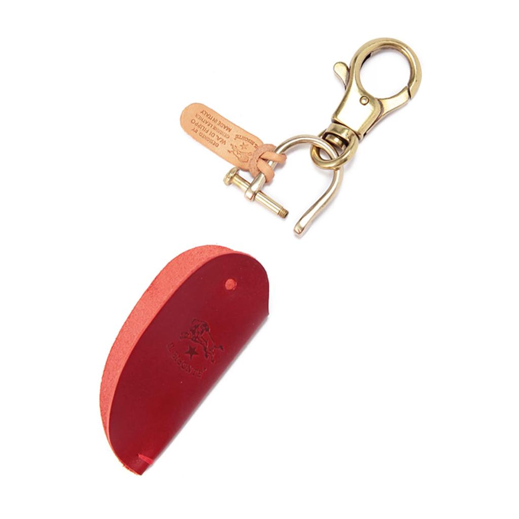 Брелок для ключей Кожаный брелок из натуральной коровьей кожи Унисекс, обесцвеченный коричневый Коричневый [IL BISONTE] Женский Мужской