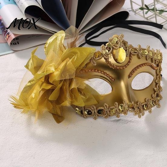 Evening Party Face Mask Half Masquerade for Women, Mesh Flower Rhinestone Venetian Mask, Costumes Accessory Halloween Carnival Prom Ball