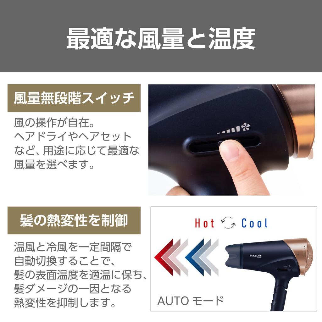 TESCOM Hair Protect совместим с большим феном Air Quick Air Rakuten Navy TID5000 A, ионизация, Overseas, складной, объем, сушка, холодная/горячая скорость, штекер,