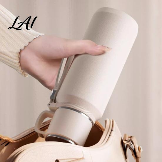Sports Water Bottle with Handle 316 Stainless Steel Tea Tumbler Infuser 3-in-1 Double Wall Vacuum Insulated Portable Drinkware for Travel Leakproof