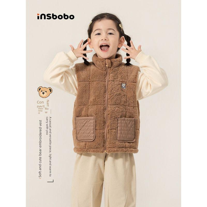 [Teddy Bear Series] Insbobo Children's Vest Winter Clothing for Girls, Thickened Vest for Boys, Autumn and Winter