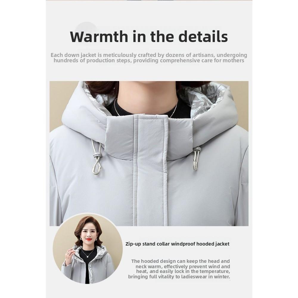 Mom's Down Jacket Women's Medium and Long Models New Winter Middle-aged Women's Middle-aged and Elderly Foreign-style Jacket