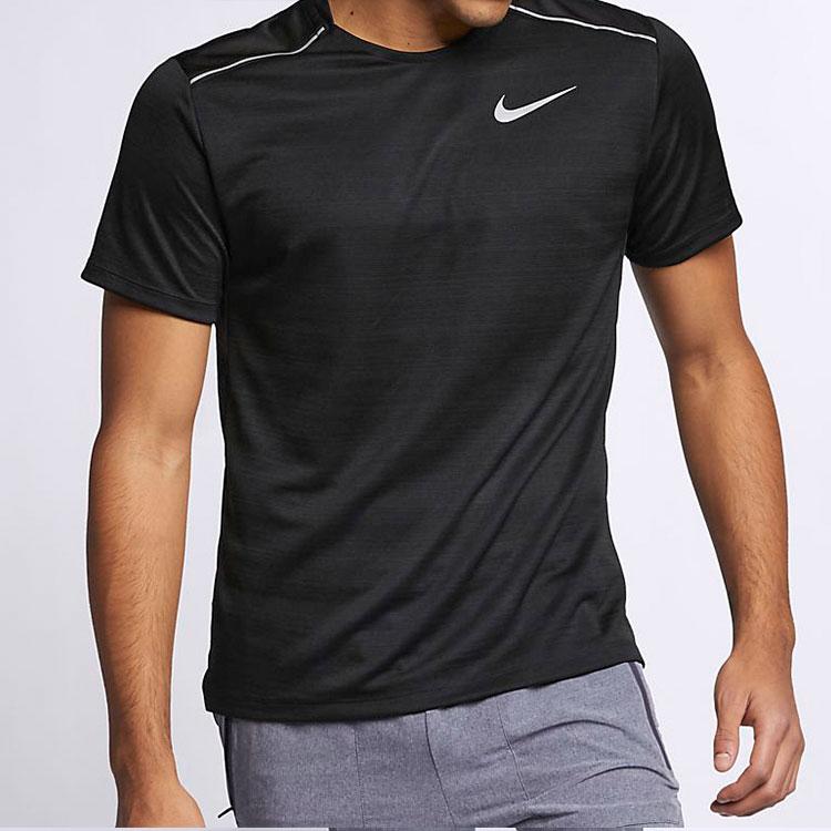 Nike Повседневная спортивная футболка с коротким рукавом и круглым вырезом, мужские топы, черный AJ7566-010