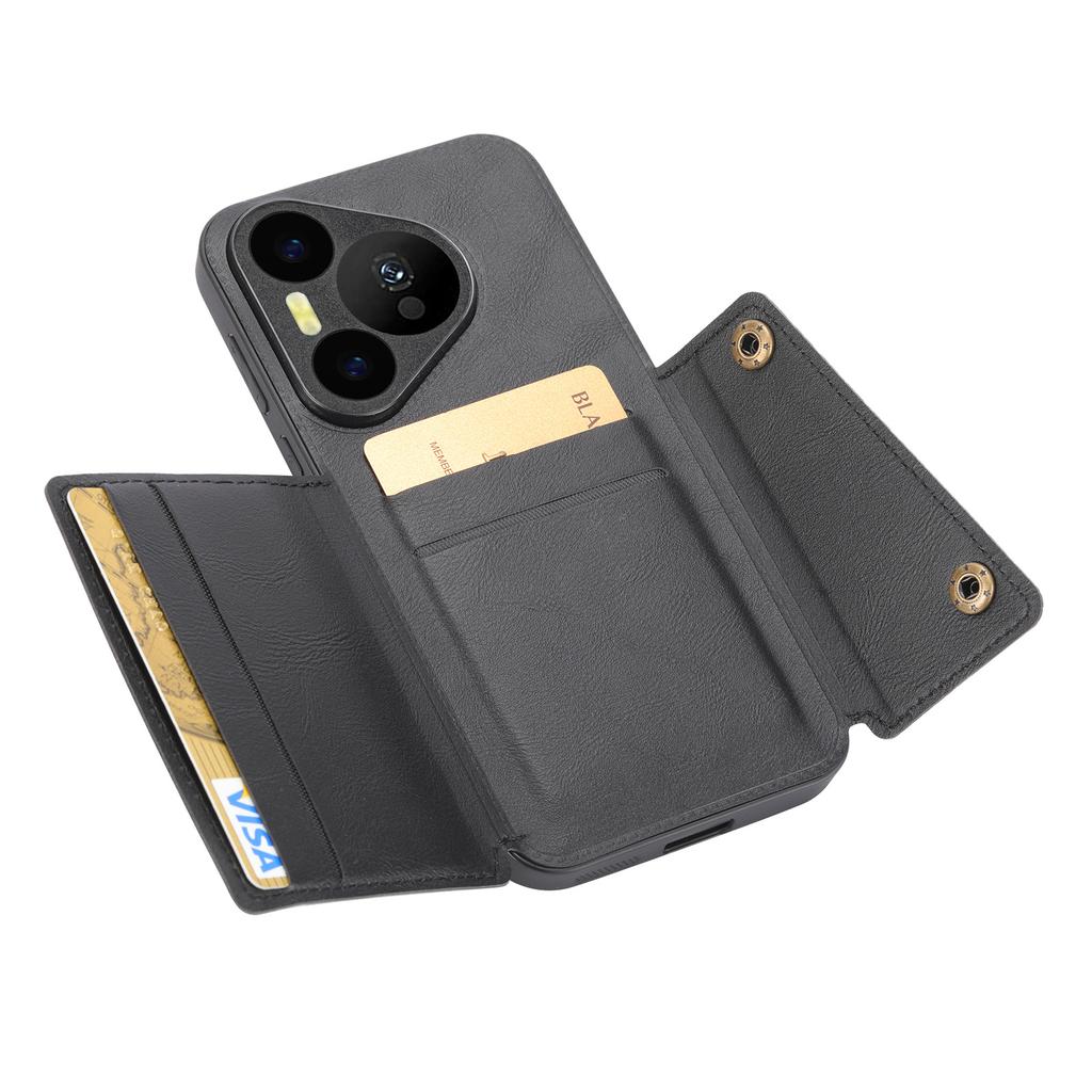 Подходит для чехла на мобильный телефон Huawei PURA 70 PURA 70 PRO с двойным открытием, с держателем на магнитной защелке, противоударный кожаный чехол