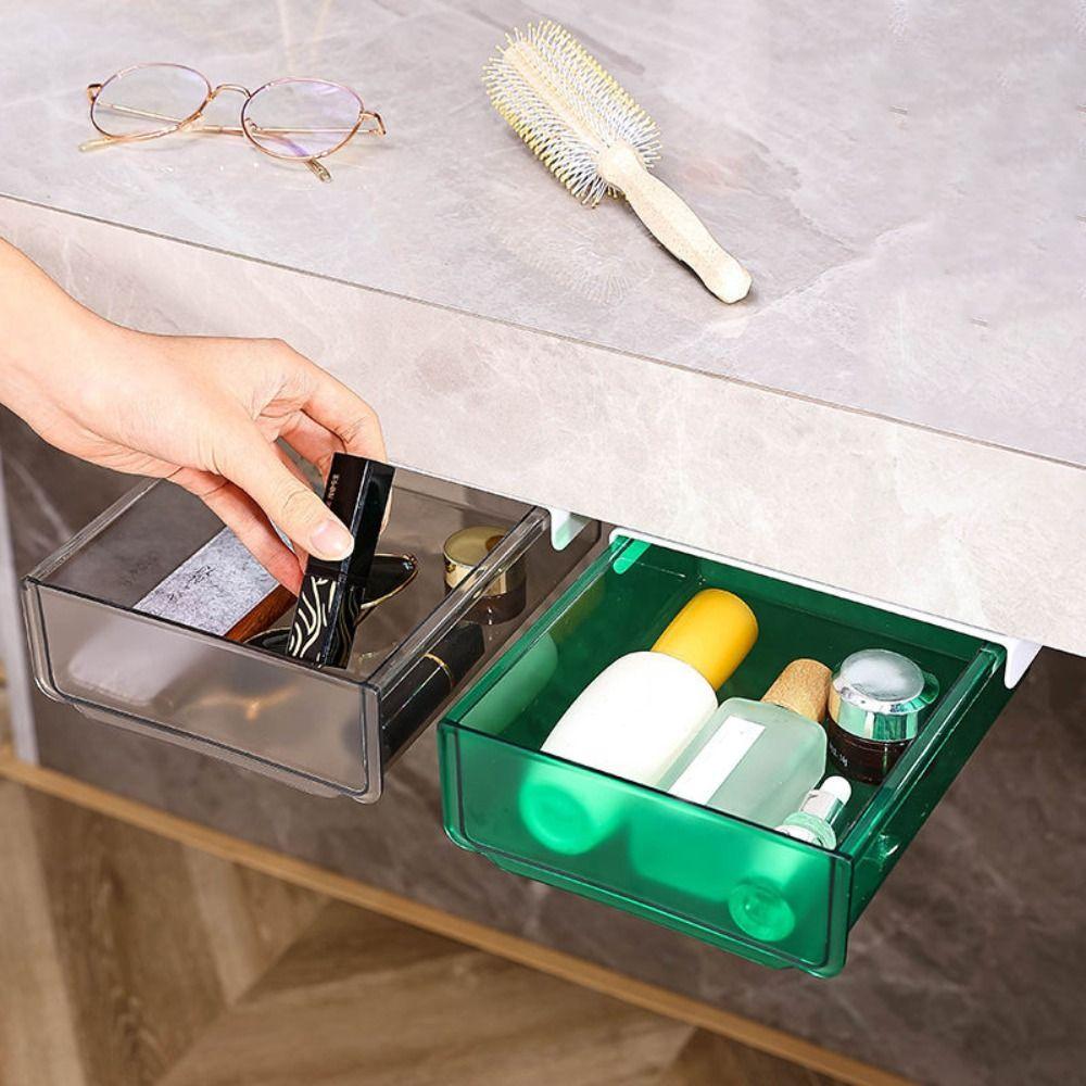 Большая вместимость ящика под столом прозрачный скрытый ящик органайзер для косметики и канцелярских принадлежностей