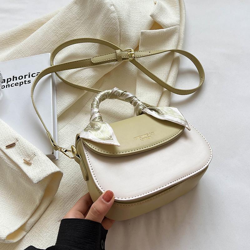 Женская сумка через плечо с шарфами, декором, контрастным цветным клапаном, женская маленькая сумочка, корейская модная тенденция, женская сумка через плечо, новая