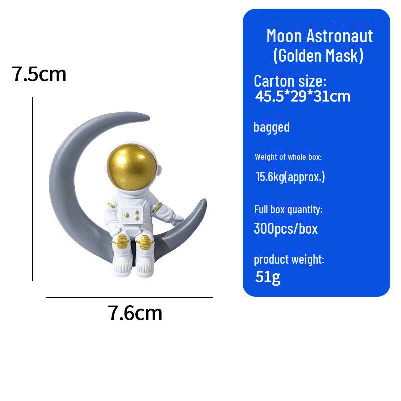 Golden Blue Astronaut Moon Ornament: Creative Space-Themed Decoration and Graduation Gift