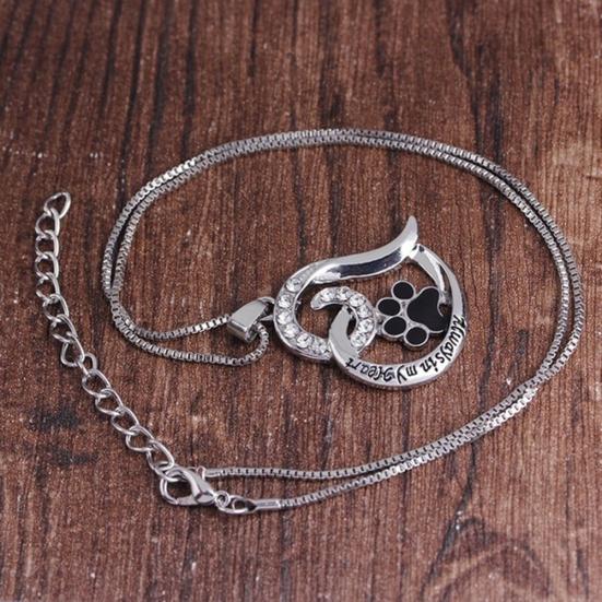 Буквы со стразами, полое сердце, собачья лапа, кулон, ожерелье, женские вечерние украшения