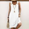 Женское вязаное летнее однотонное платье без рукавов с круглым вырезом
