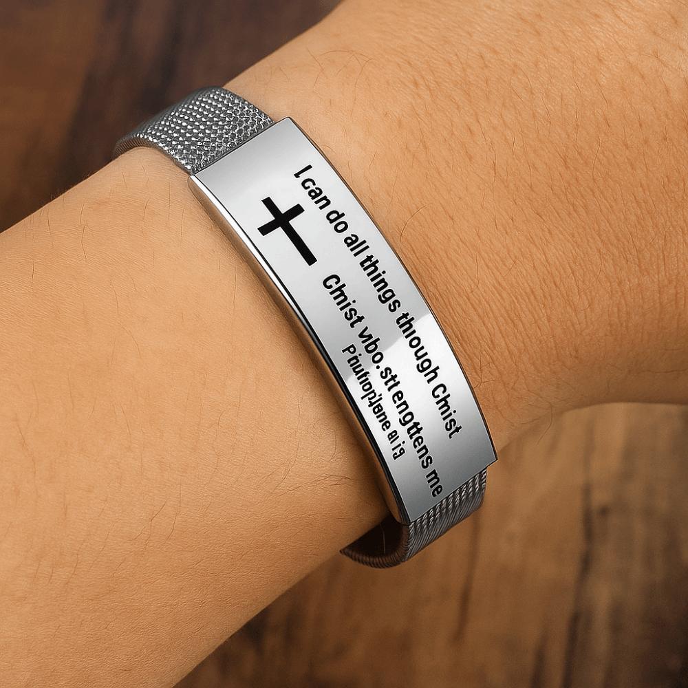 Stainless Steel/PVC Family Friendship Bracelet Adjustable Bible Verse Bracelet Faith Gifts