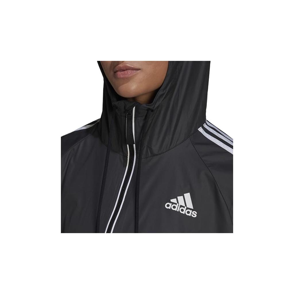 adidas BSC Полосатая куртка с карманом на молнии и завязками на капюшоне Женская куртка черного цвета H55345