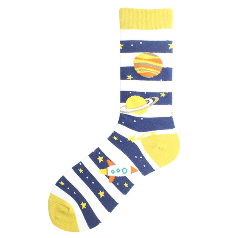 Men Dinosaur Astronaut Planet Crew Socks Harajuku Big Size Sokken Unisex Skateboard Divertidos Happy Design Hip Hop Funny Socks