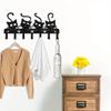 Стильный скандинавский черный кот Настенный крючок Черное железо Мультяшный кот Крючок для пальто 7 крючков Настенная вешалка для хранения одежды Прихожая