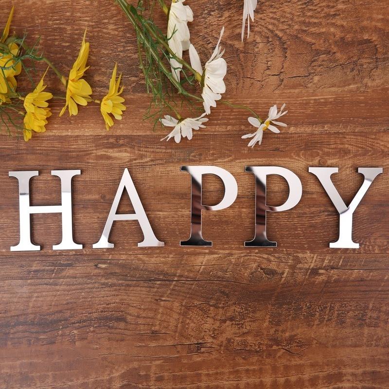 26 Letters DIY 3D Mirror Acrylic Wall Sticker Decals Wall Art Mural for Home Wedding Decor