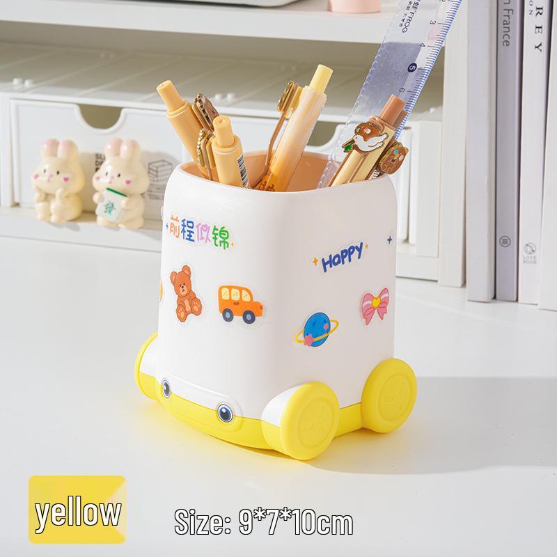 Children's Cartoon Car Pen Holder - Cute Desktop Storage for School Supplies
