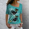 Cute Women's T-shirts Summer 3d Butterfly Cat Printing Tops Tee Street Daily V-neck Clothes Oversized T Shirt For Woman Clothing