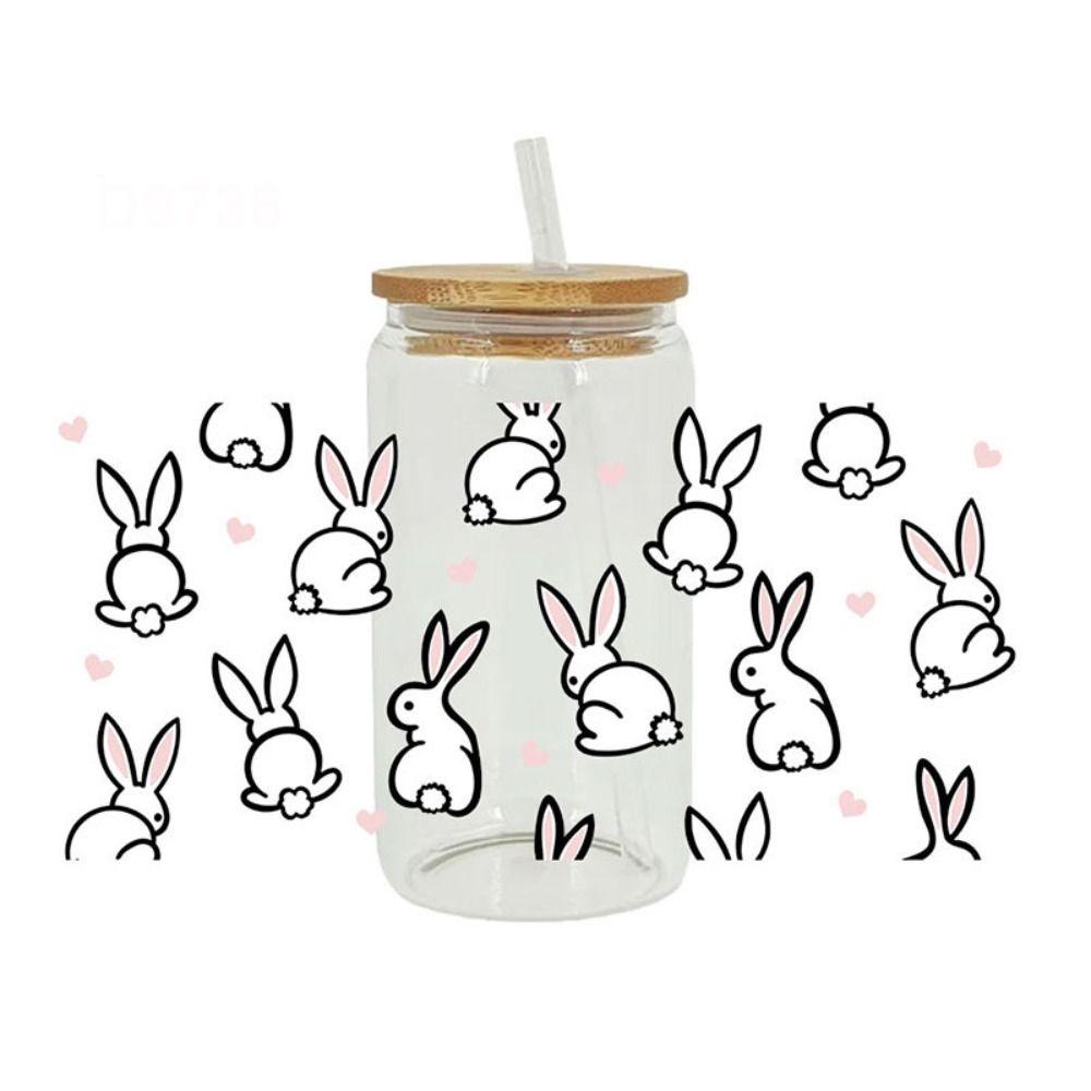 Easter Theme Cup Wraps Iron on Transfer Cup Stickers New UV DTF Transfer Sticker  16OZ Glass Cups