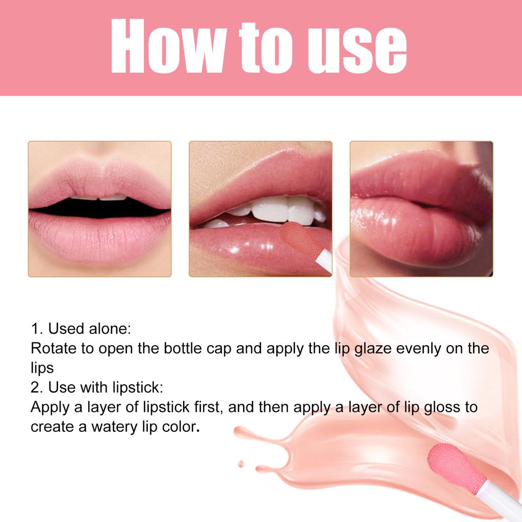 EELHOE Plumping And Moisturizing Lip Glaze, Lightening Lip Lines, Hydrating Lips, Plumping Care, Water-glossy Glass Lip Gloss Oil
