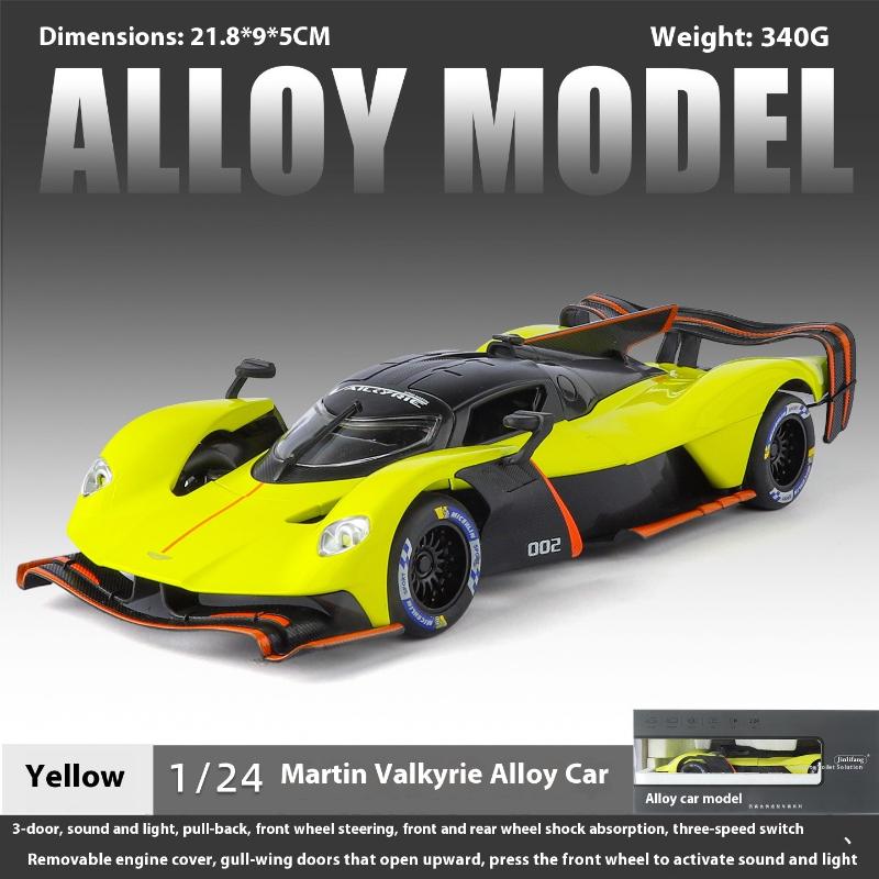 1/24 Scale Diecast Model of Aston Martin Valkyrie Alloy Sports Car Toy with Sound and Light Children Boy Birthday Gift Home Decor