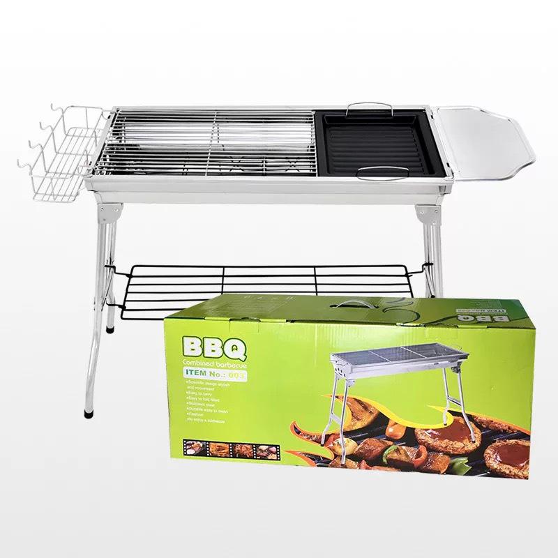 Большой портативный BBQ-гриль из нержавеющей стали: Складная уличная печь-барбекю для кемпинга и дома.