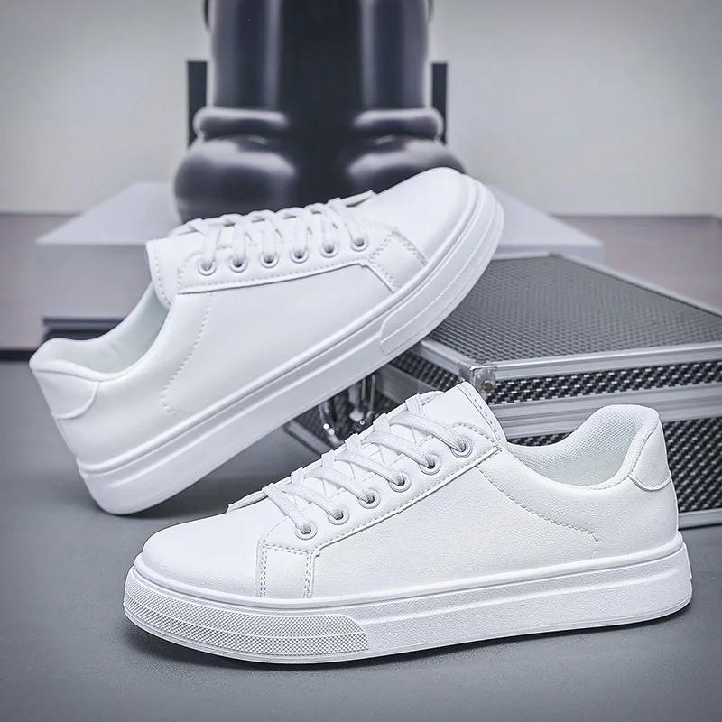 Solid Color Fashion Men's Casual Shoes AutumnNew Comfortable Lace Up Sneakers Waterproof Leather Vulcanize Shoes Tenis Masculino