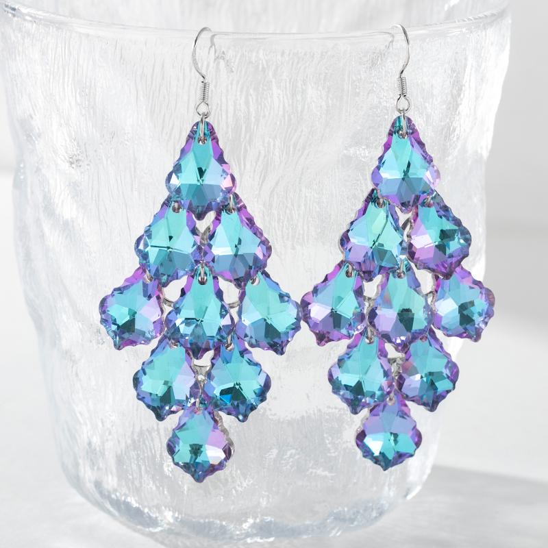 Pinkdudu Новые модные серьги-капли Super Flash, фиолетовые, с квадратными кристаллами, длинные серьги-капли на веревке, ярко-красные серьги для женщин, ювелирные изделия PD1004