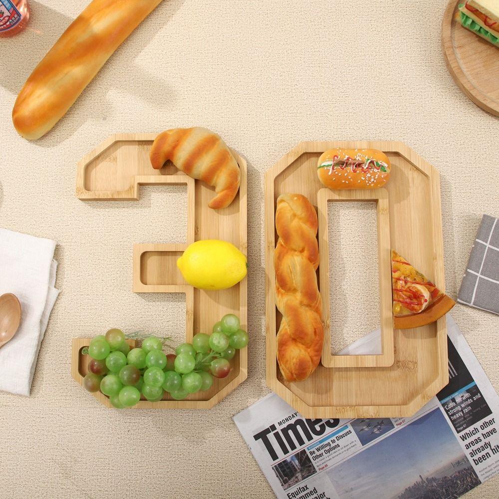 Decorative Wood Number Serving Tray Fillable Number Food Tray  Baby Birthday