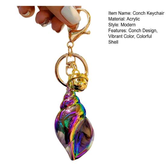 Conch Keychain Ocean Element Healing Colorful Shell Bag Charm Colorful Key Holder Backpack Accessories