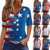 Жен. Футболка Футболка С принтом Пуговицы С короткими рукавами Повседневные Выходные Мода Классический V-образный вырез Обычный Верх