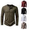 Men's Cotton Button Henley Neck Shirt Long Sleeve Casual Button Solid Color Fashion T-Shirts