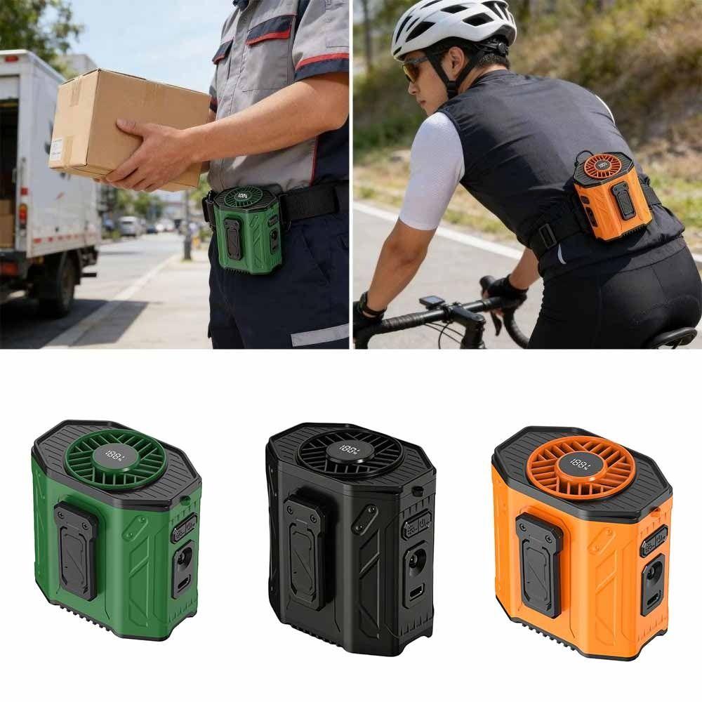 Portable Rechargeable Waist Clip Fan 100 Gears Strong Cooling Wearable Belt Fan Long Battery Hand Free Hanging Neck Fan Fishing