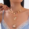 3Pcs/Set Vintage Starfish Conch Pendant Necklace Women Bohemia Multilayer Gold Color Chain Jewelry Accessories
