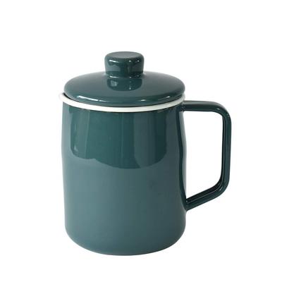 Эмалированный масляный горшок Fuji Filto 1.0 л, серия Filto, двухслойный фильтр, тонкий, компактный, мини, маленький, для фритюра, дымчато-голубой