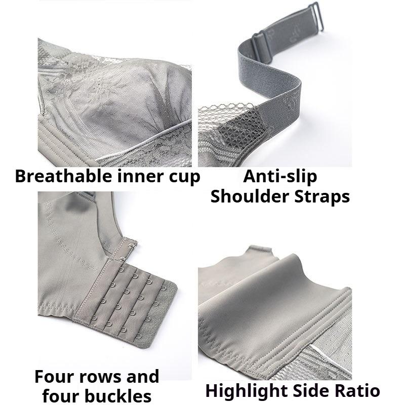 Большой размер Тонкий бюстгальтер без косточек Полная чашка Регулируемая форма Пуш-ап и Поддержка боковой груди Нижнее белье