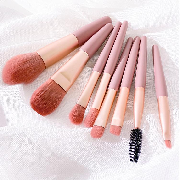 Mini 8 Makeup Brush Set Ins Eye Shadow Brush Foundation Blush Brush Novice Soft Hair Portable Makeup Brush