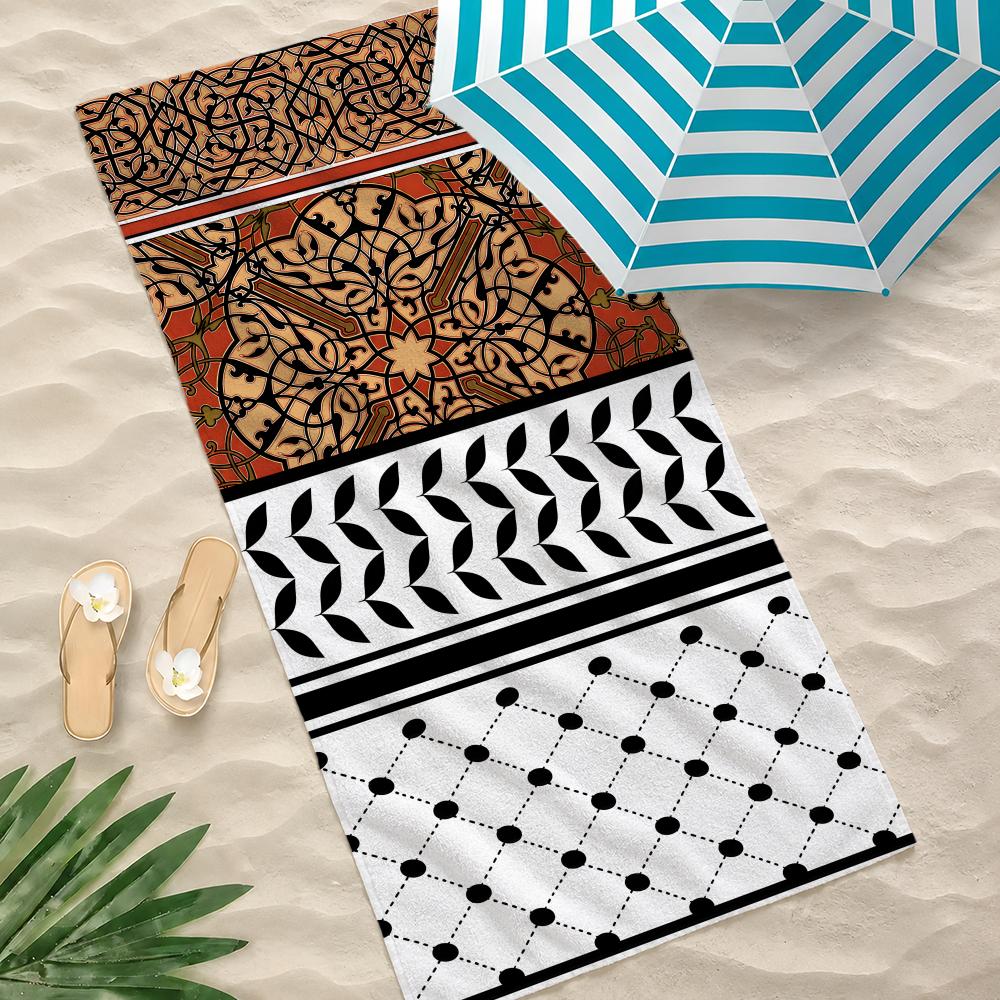 Art Hattah Keffiyeh Kufiya Towel Towel Soft Pool Gift For Travel Gym Shower Camping Quick Dry Sports Large Beach Towels