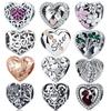 Heart Shape Beads Charms 100% 925 Sterling Silver Fit Original Bracelet Pendants DIY Necklace Wedding Lover Jewelry
