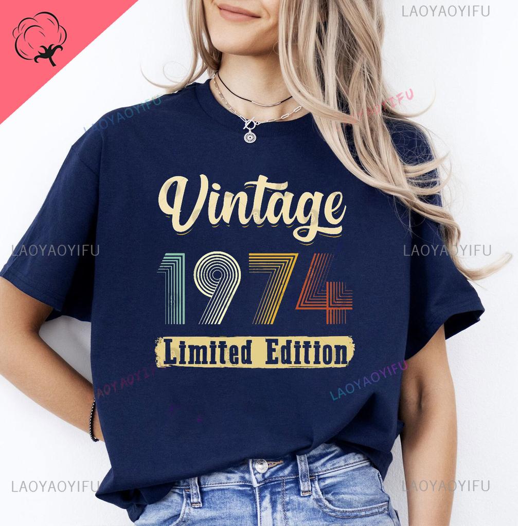 Мужская футболка класса люкс Винтажный Год 1974 - Ограниченная серия 49-й День Рождения Мужская Забавная Футболка Футболка на 50 лет Летние Топы Футболки