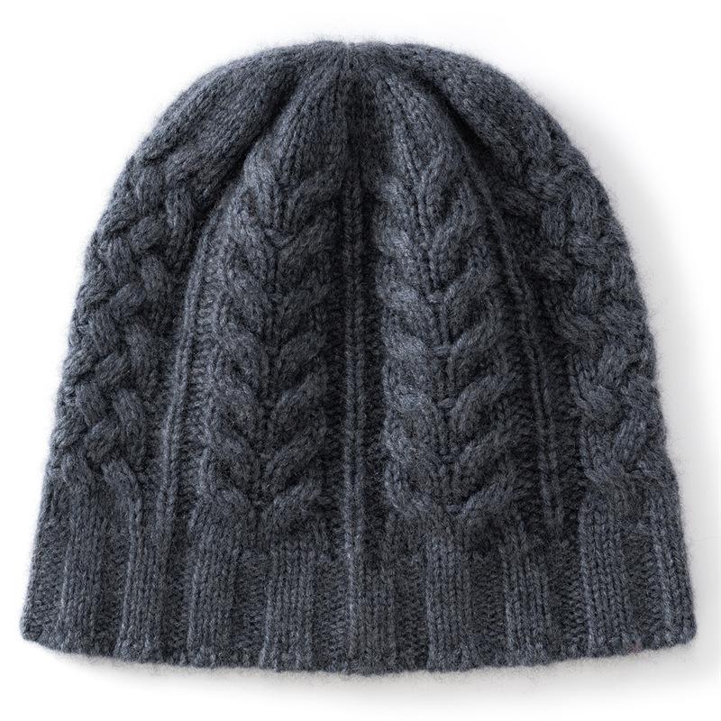Autumn and winter new cashmere blended twist thickened warm knitted dome men's and women's cashmere hats