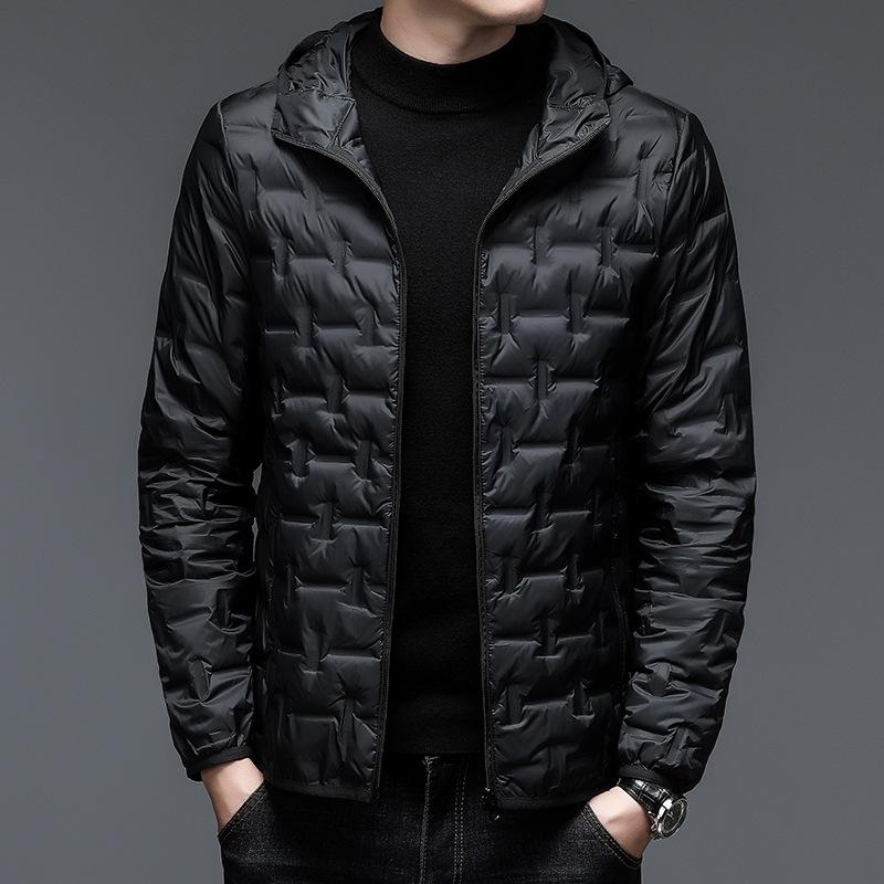 Легкий и теплый мужской пуховик с капюшоном, однотонный, короткий, 90, белый утиный пуховик, мужская модная осенне-зимняя новинка