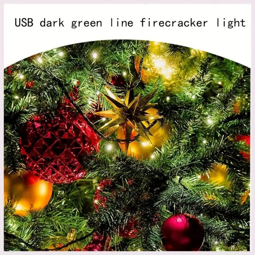 USB темно-зеленый светодиодный фейерверк с 8 режимами мигания для украшения рождественских елок, потолков спален, окон