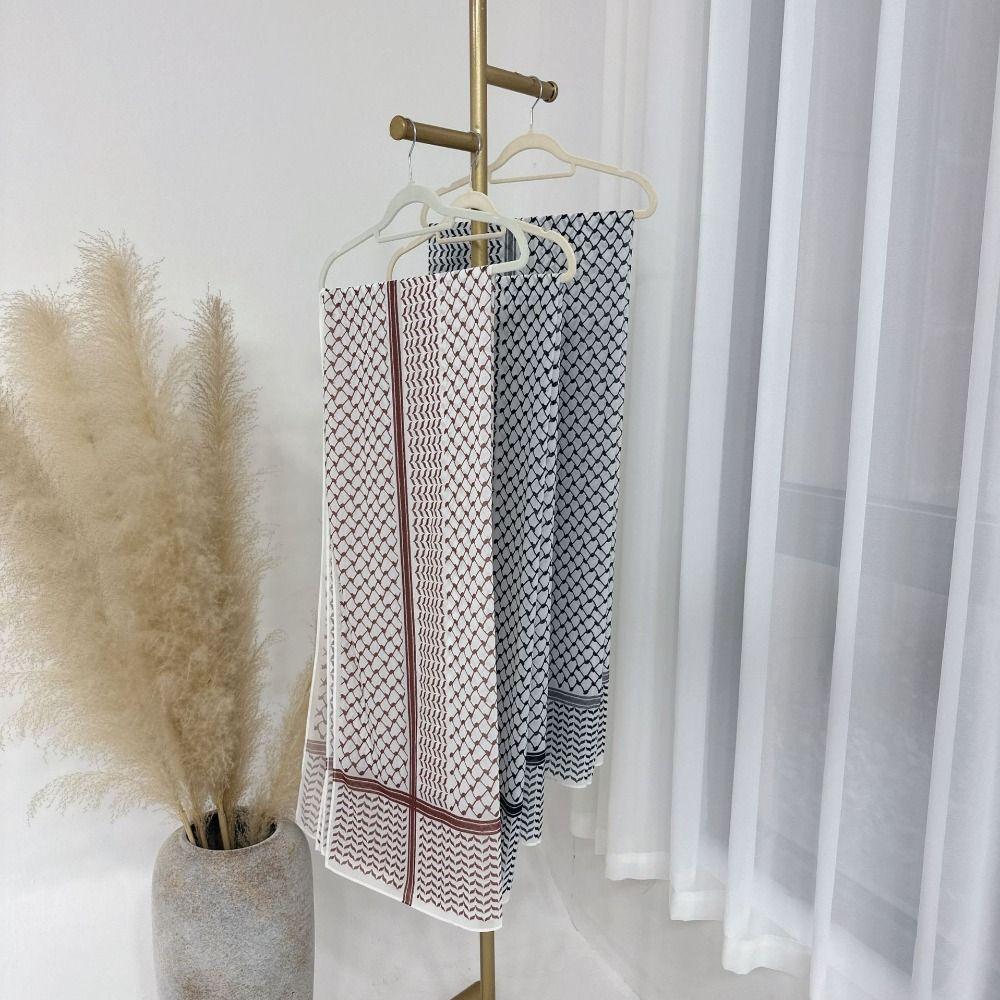 Chiffon Shemagh Scarf Breathable Long Turban Islamic Traditional Costumes Arab Kafiya Keffiyeh