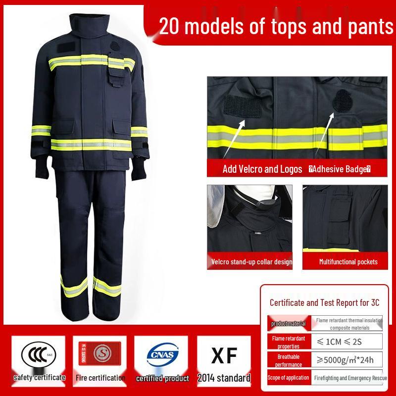 Firefighter Uniform Set: 14 Models, 6-Piece Fire-Resistant, Heat-Insulating Combat and Protective Clothing, 17 Styles, Standing Suits.