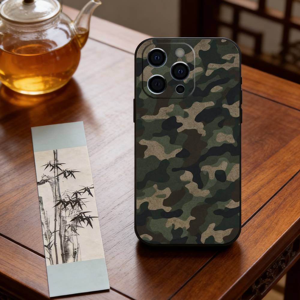 F-Fashion Camouflage Phone Case For iPhone 17, 16,15,14,13,12,11 Plus,Pro Max, Others Soft Black Cover